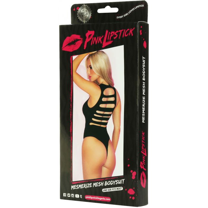 Pink Lipstick Mesmerize Mesh Suit - Black - O/S