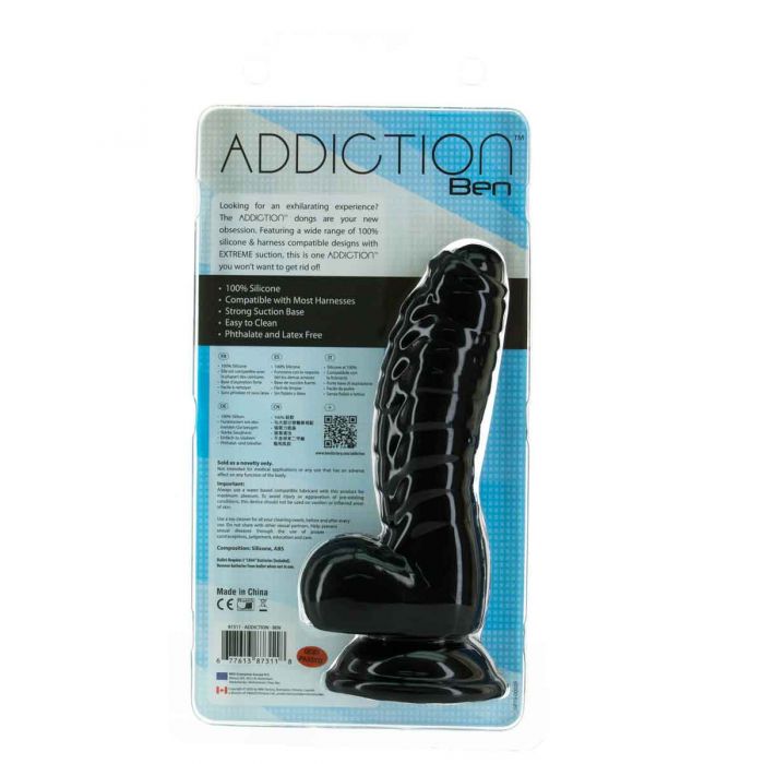 Addiction Ben 7" Dildo with Balls - Black