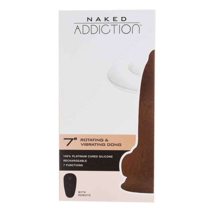 Naked Addiction 7" Rotating & Vibrating Dildo with Remote - Beige