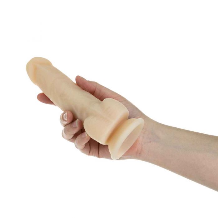 Naked Addiction 7" Rotating & Vibrating Dildo with Remote - Beige