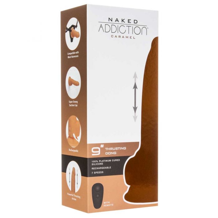 Naked Addiction 9" Thrusting Dildo with Remote - Caramel