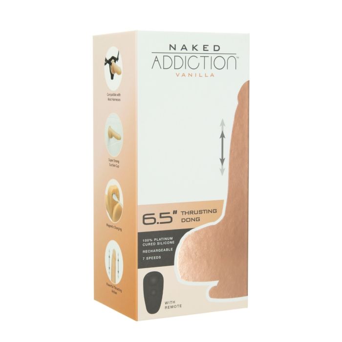 Naked Addiction 6.5" Thrusting Dong with Remote - Vanilla