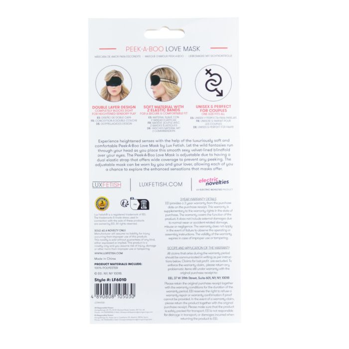 Peekaboo Bondage Love Mask - Black