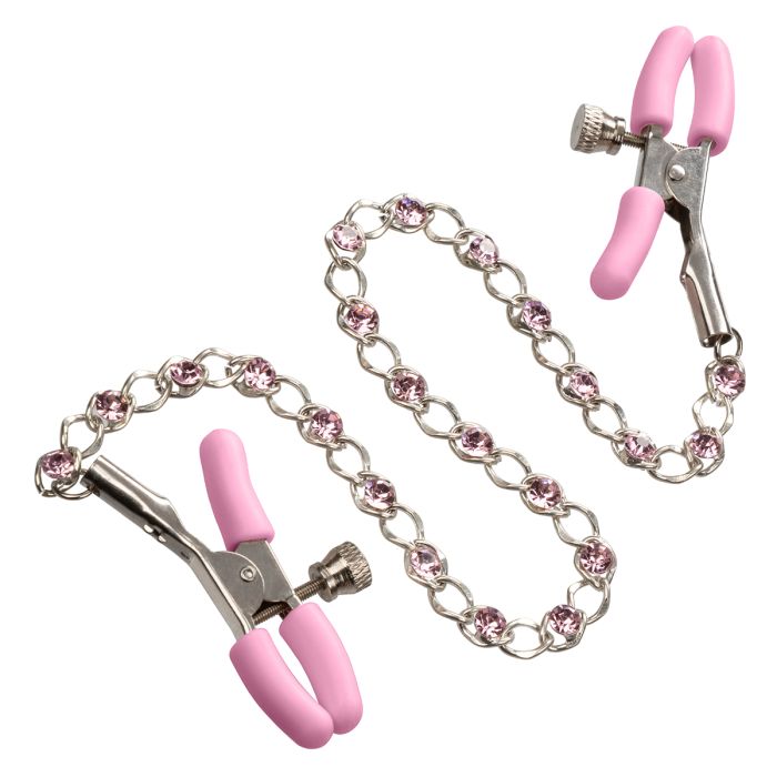 CalExotics - Nipple Play Crystal Chain Clamps - Pink