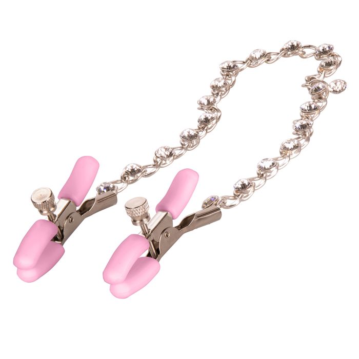 CalExotics - Nipple Play Crystal Chain Clamps - Pink
