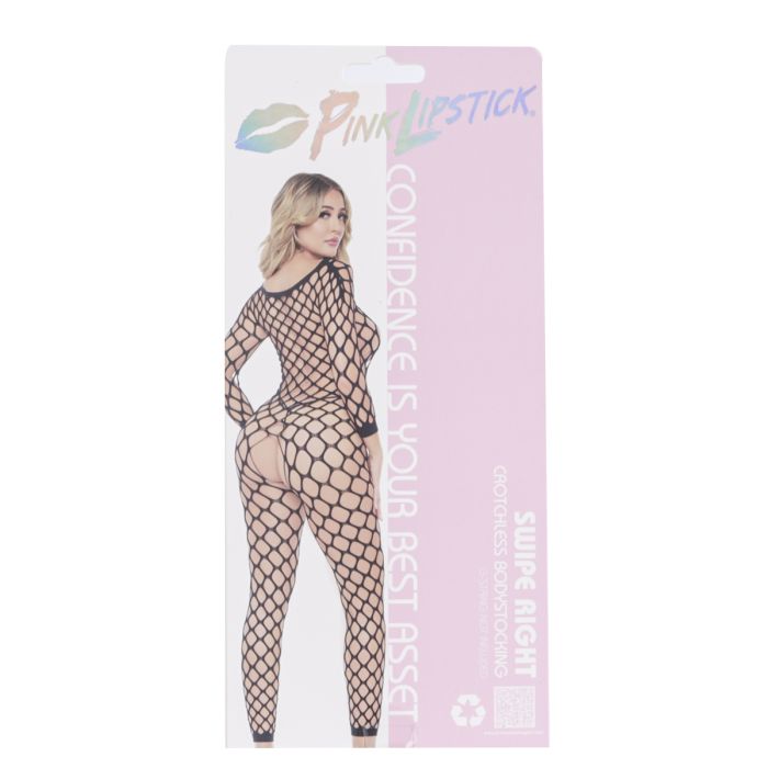 Swipe Right Crotchless Bodystocking - Black