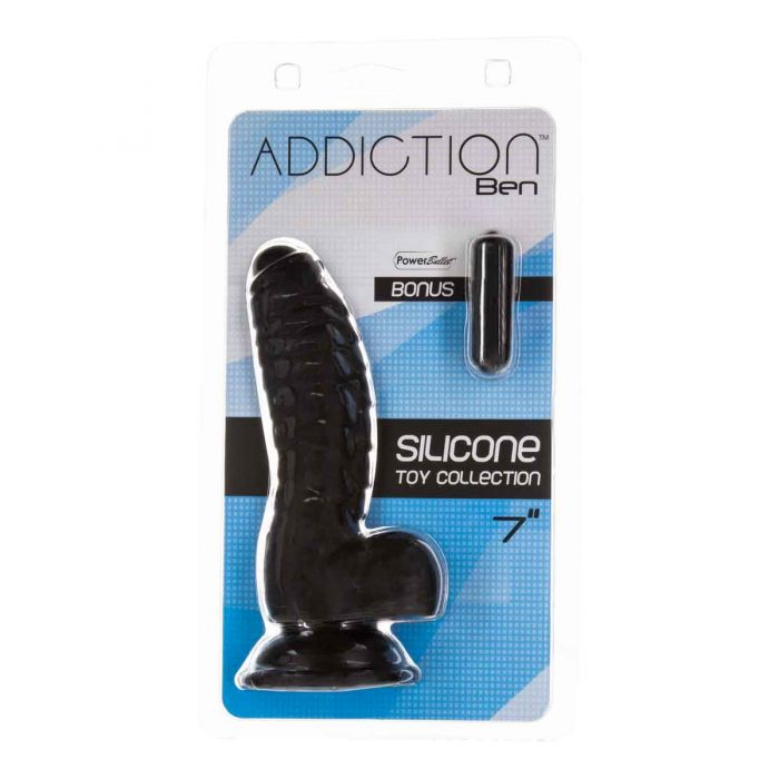 Addiction Ben 7" Dildo with Balls - Black