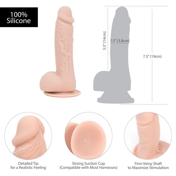 Addiction Mark 7.5" Dildo with Balls - Beige
