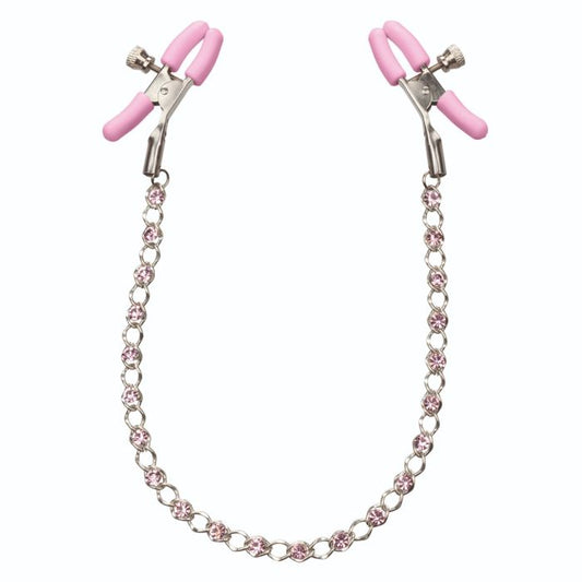 CalExotics - Nipple Play Crystal Chain Clamps - Pink